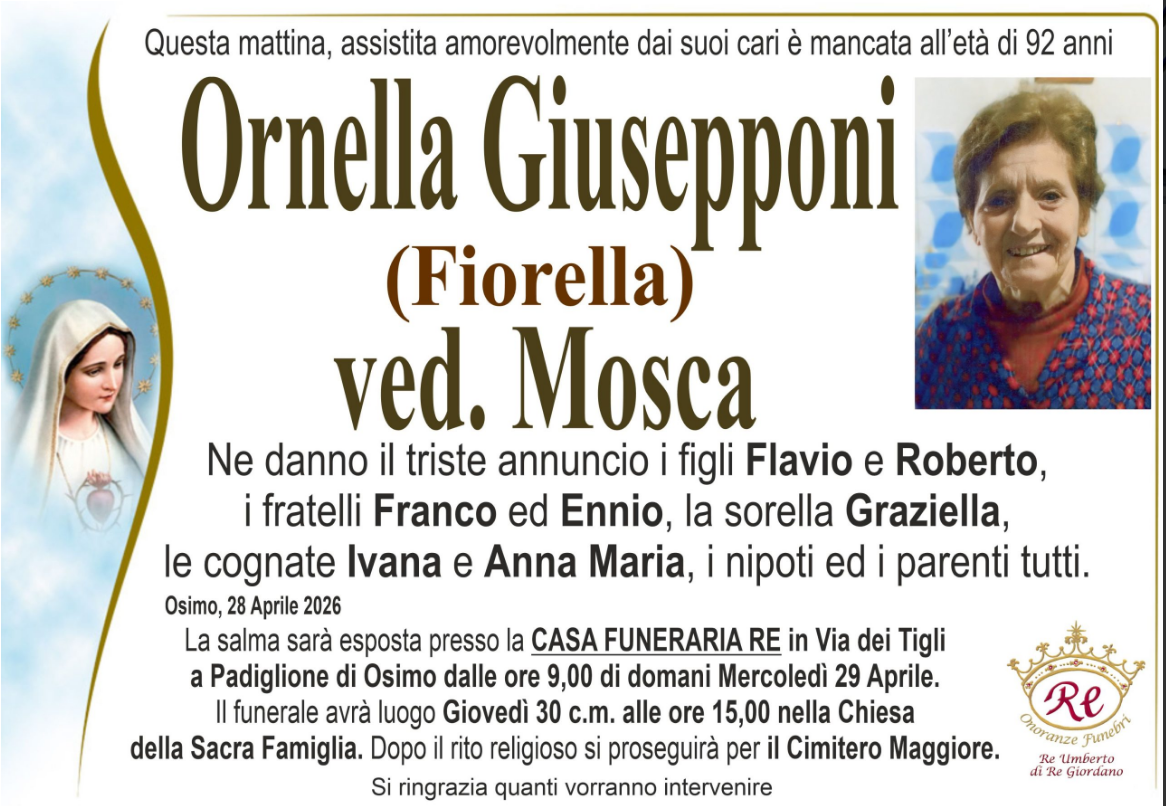 Ornella GIUSEPPONI (Ornella), vedova MOSCA