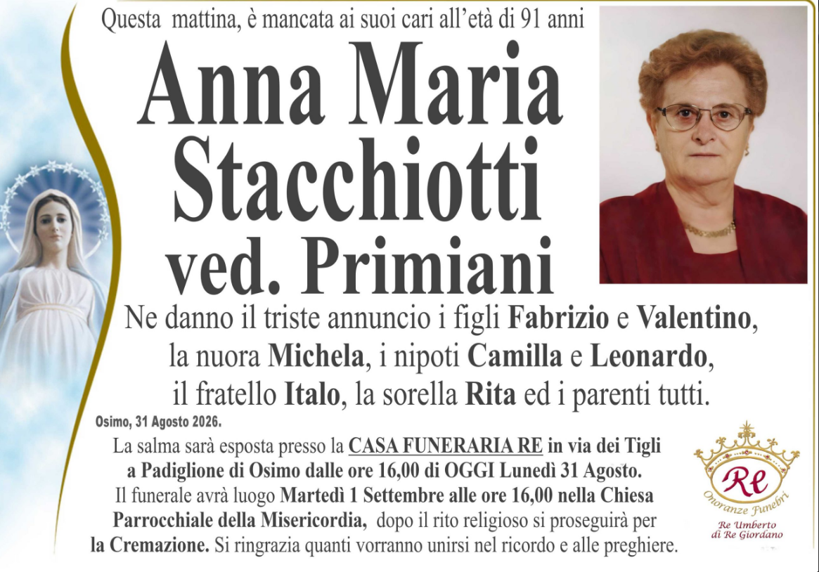 Anna Maria STACCHIOTTI, vedova PRIMIANI