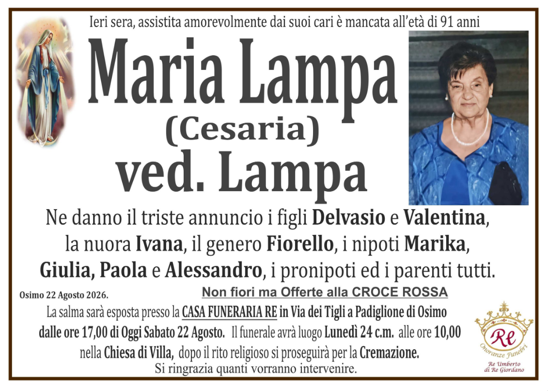 Maria "Cesaria" LAMPA, vedova LAMPA
