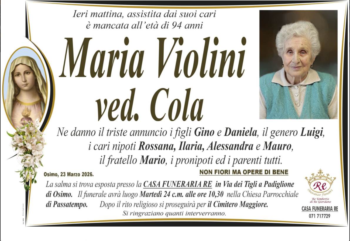 Maria VIOLINI, vedova COLA