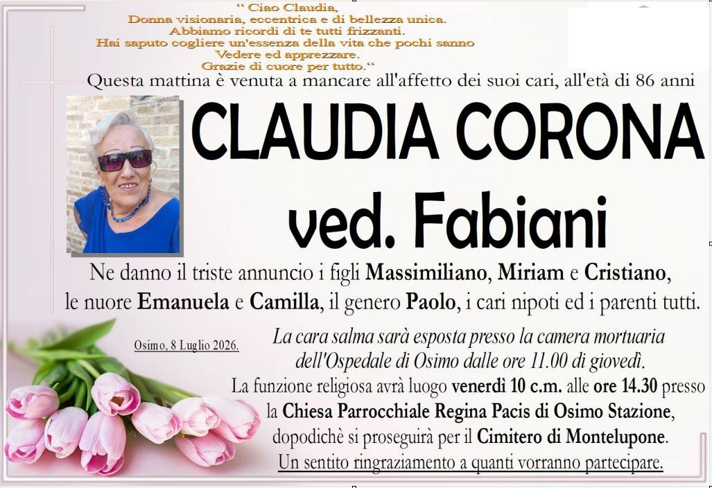 Claudia CORONA, vedova FABIANI