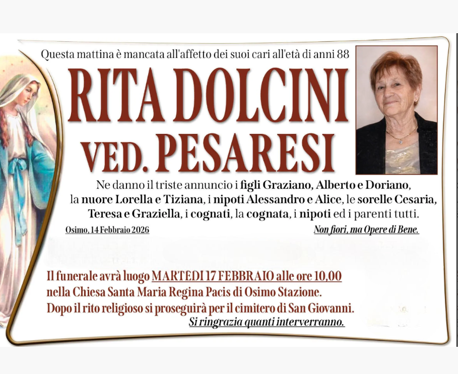 RITA DOLCINI, vedova PESARESI
