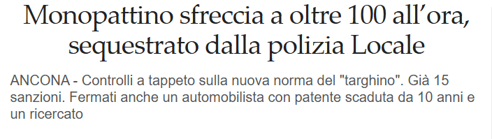 OLTRE 100 ALL'ORA SU MONOPATTINO E GIORNALISMO-FOTOCOPIA: BENVENUTI NELLA FOLLIA ORDINARIA DEI "RIPETITORI DI INFORMAZIONI"