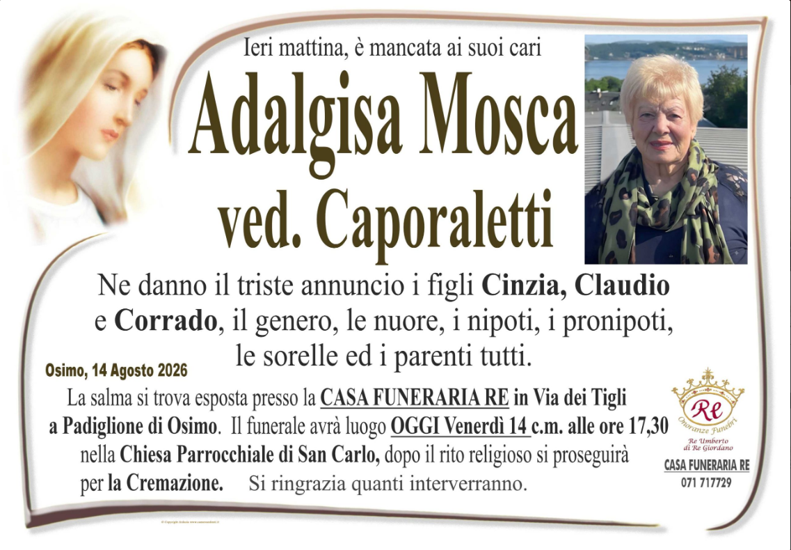 Adalgisa MOSCA, vedova CAPORALETTI