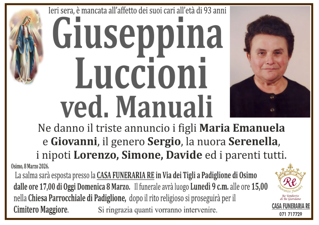 Giuseppina LUCCIONI, vedova MANUALI