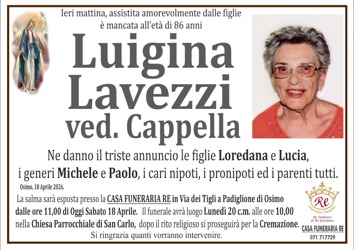 Luigina LAVEZZI, vedova CAPPELLA