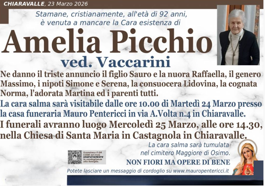 Amelia PICCHIO, vedova VACCARINI