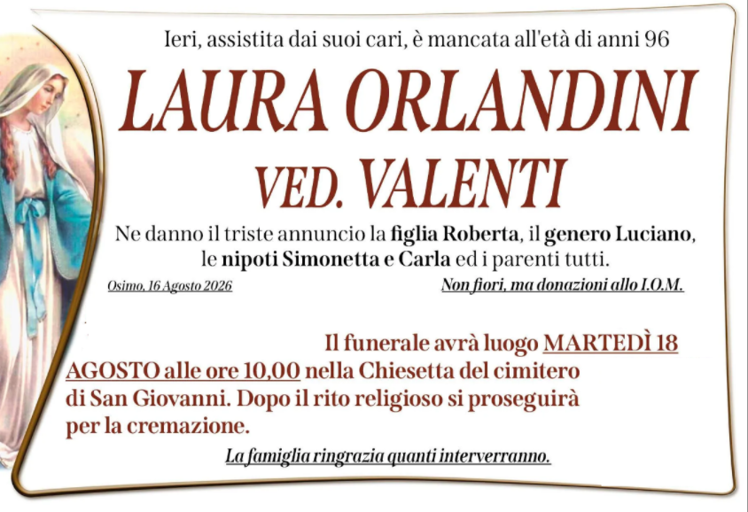 Laura ORLANDINI, vedova VALENTI
