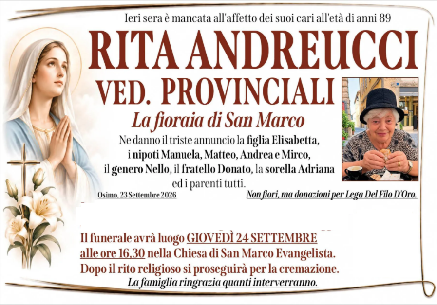 Rita ANDREUCCI, vedova PROVINCIALI