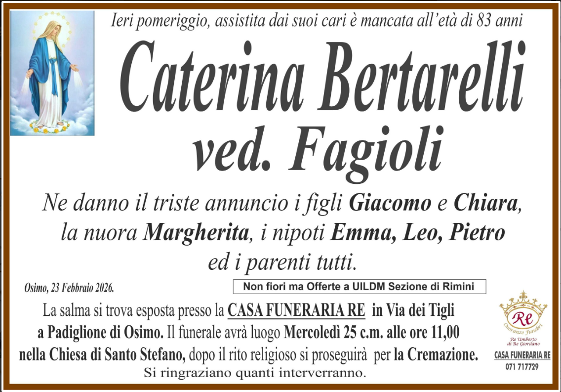 Caterina BERTARELLI, vedova FAGIOLI