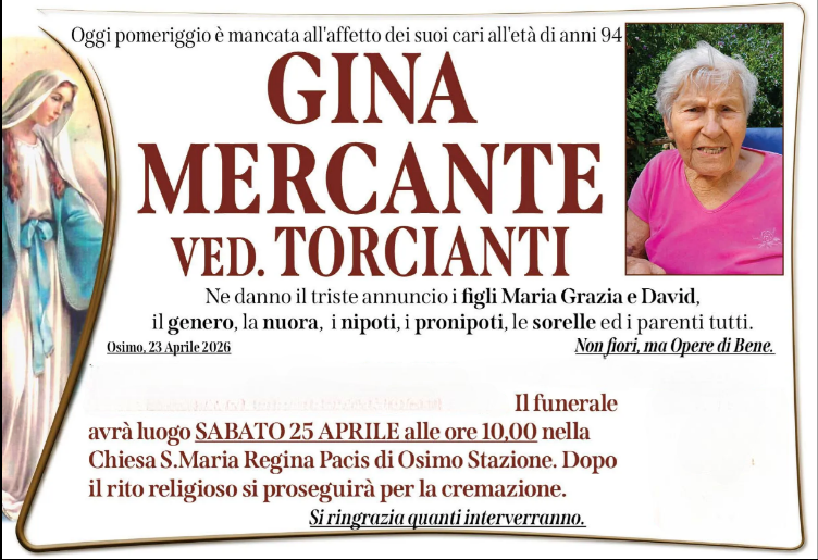 Gina MERCANTE, vedova TORCIANTI