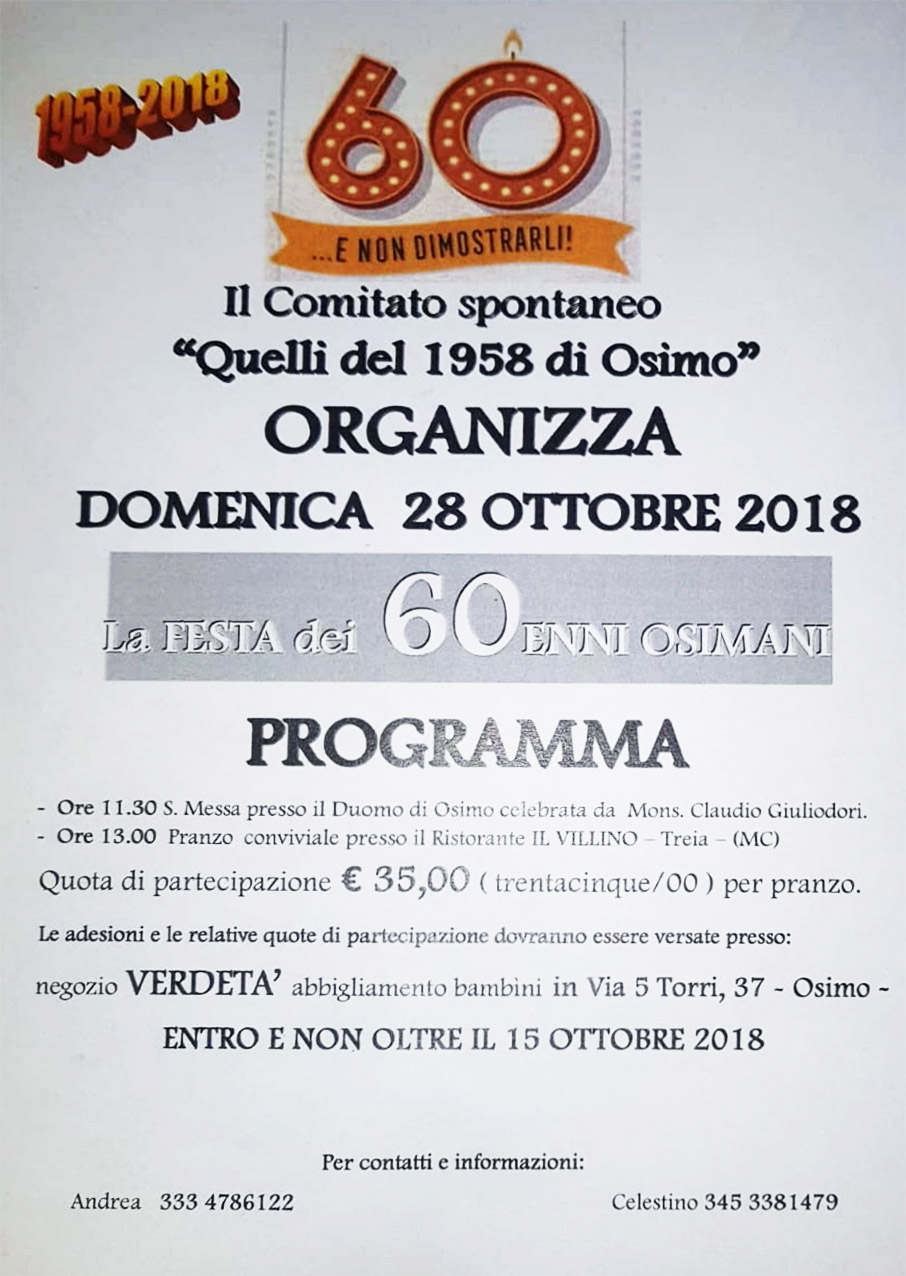 28 ottobre – Quelli del 1958 di Osimo