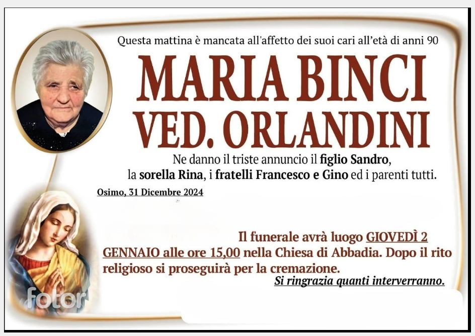 Maria BINCI vedova ORLANDINI