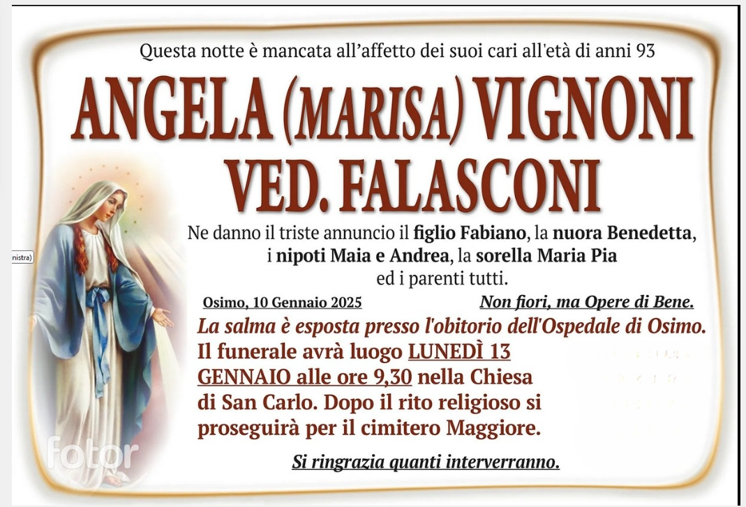 Angela (Marisa) VIGNONI, vedova FALASCONI