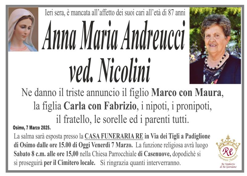 Anna Maria ANDREUCCI, vedova NICOLINI