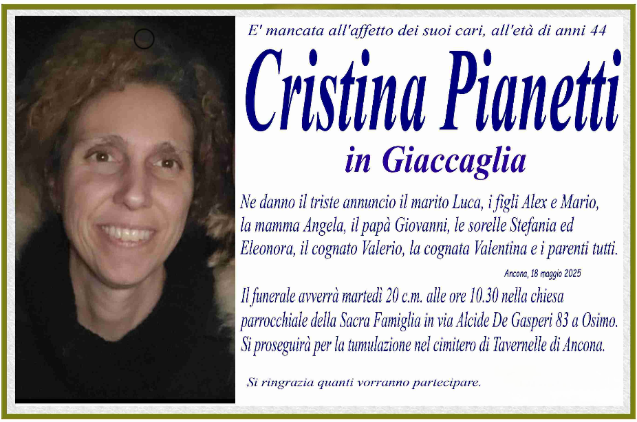 Cristina PIANETTI in GIACCAGLIA