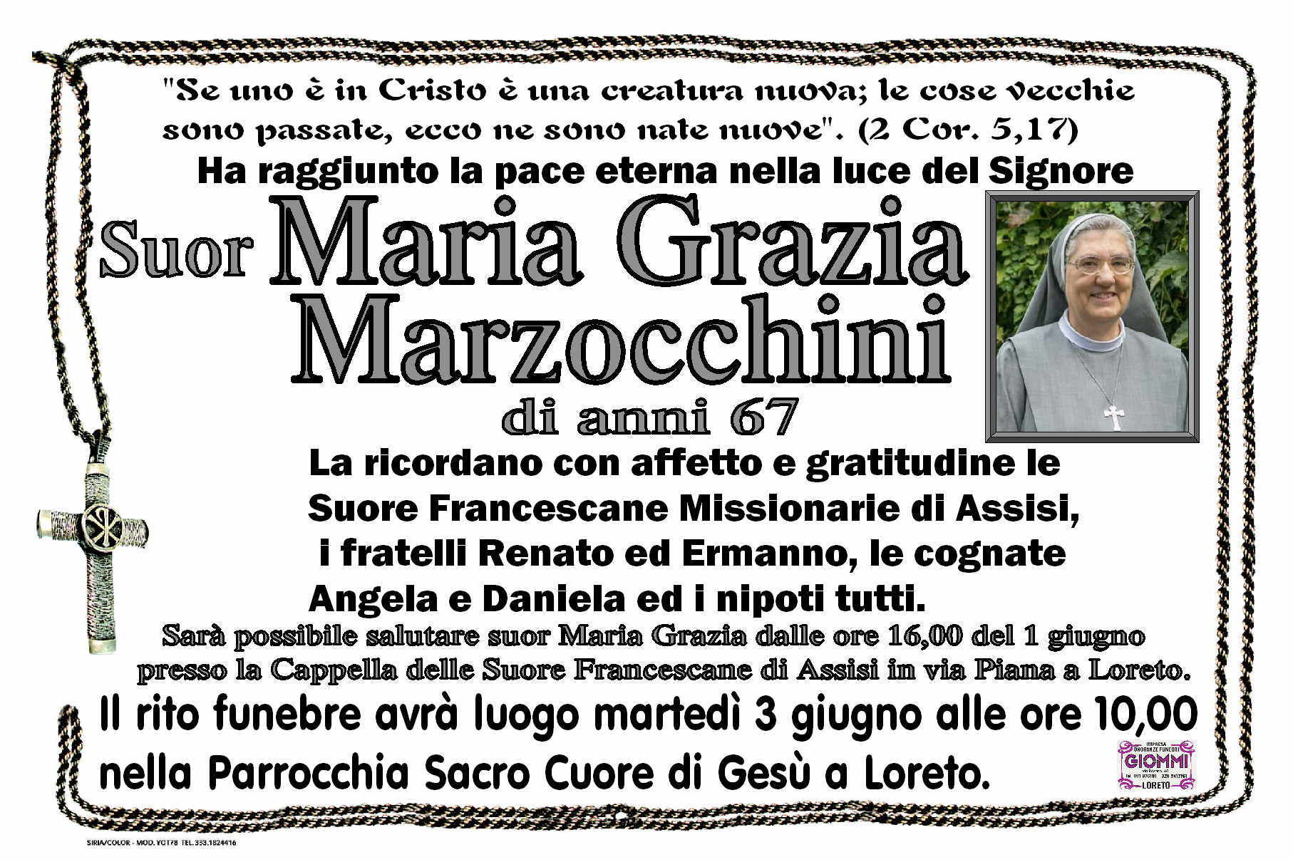 Suor Maria Grazia MARZOCCHINI