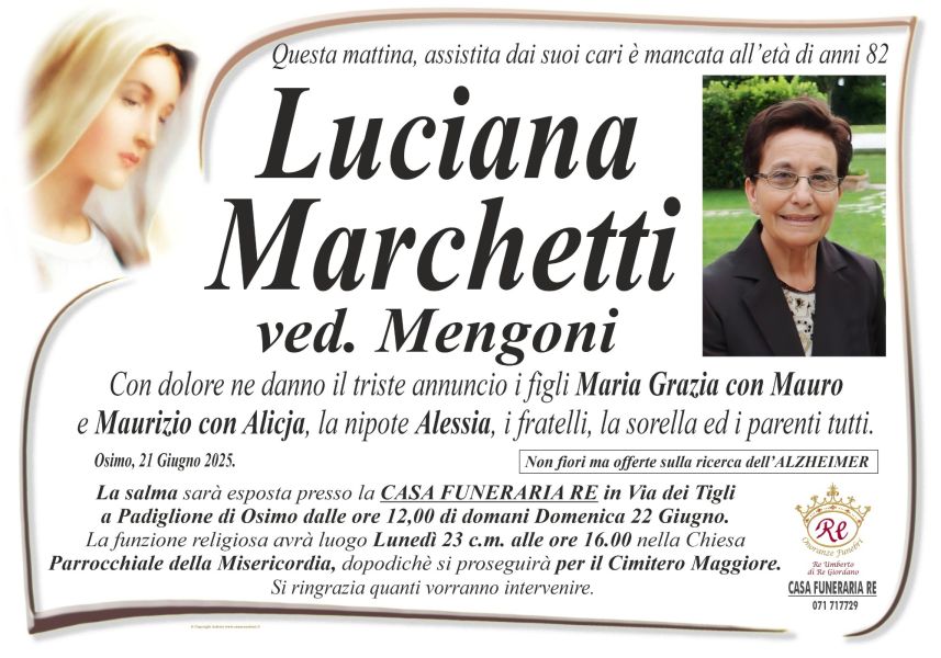 Luciana MARCHETTI, vedova MENGONI