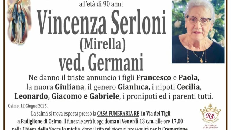 Vincenza SERLONI (Mirella), vedova GERMANI