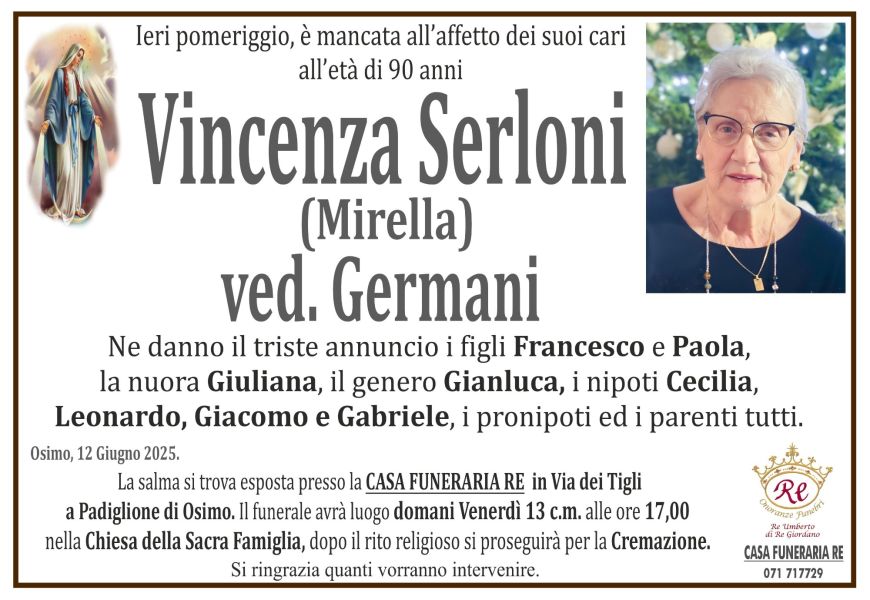 Vincenza SERLONI (Mirella), vedova GERMANI