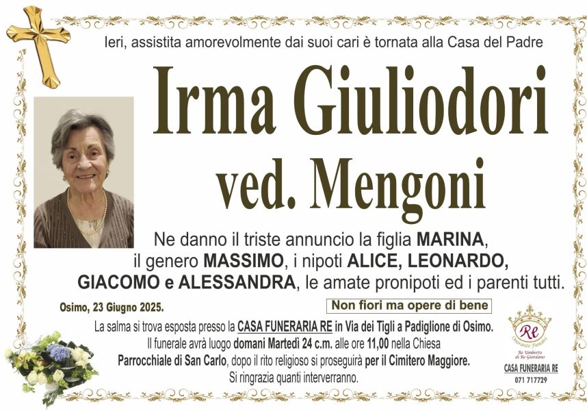 Irma GIULIODORI, vedova MENGONI