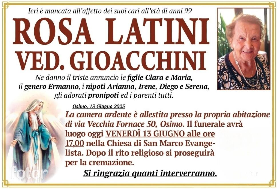 Rosa LATINI, vedova GIOACCHINI