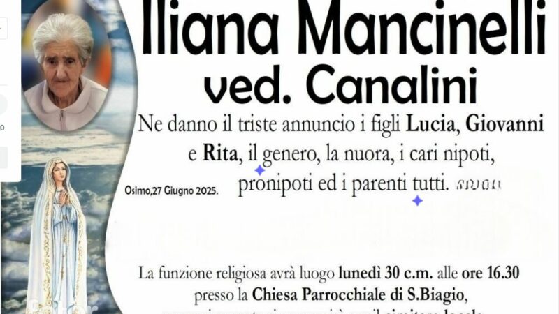 Iliana MANCINELLI, vedova CANALINI