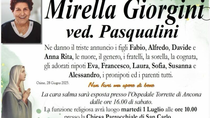 Mirella GIORGINI, vedova PASQUALINI