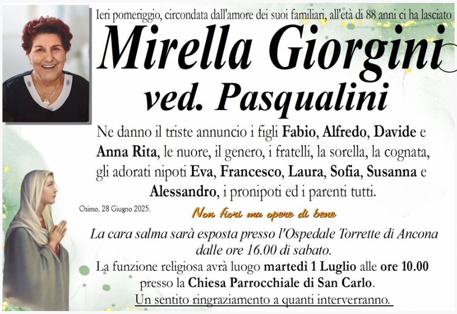 Mirella GIORGINI, vedova PASQUALINI
