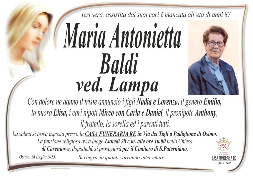 Maria Antonietta BALDI, vedova LAMPA
