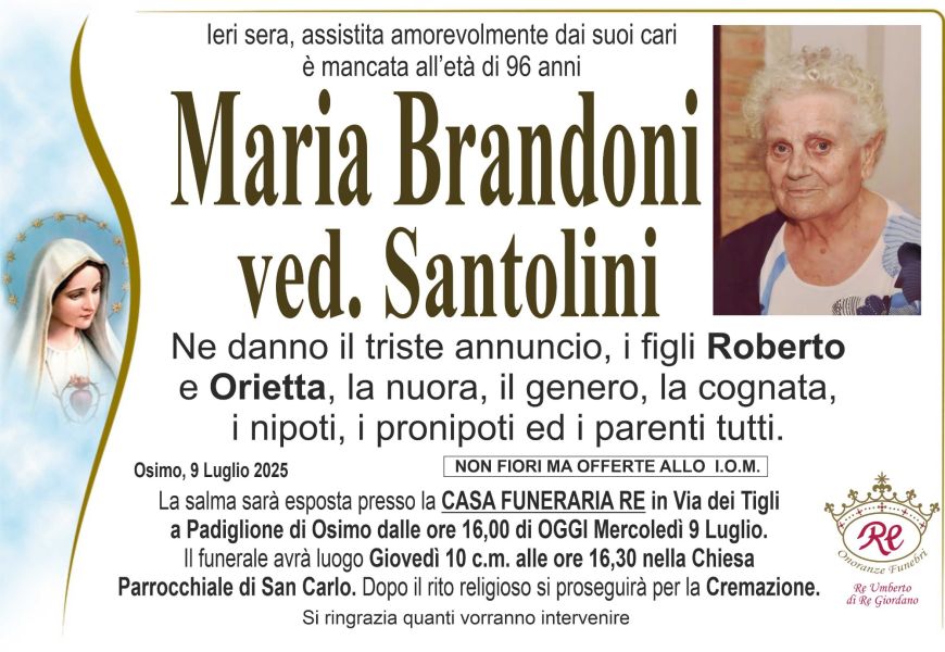 Maria BRANDONI, vedova SANTOLINI