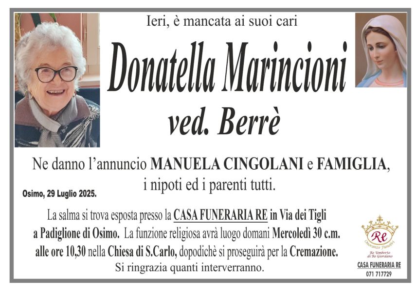 Donatella MARINCIONI, vedova BERRE’