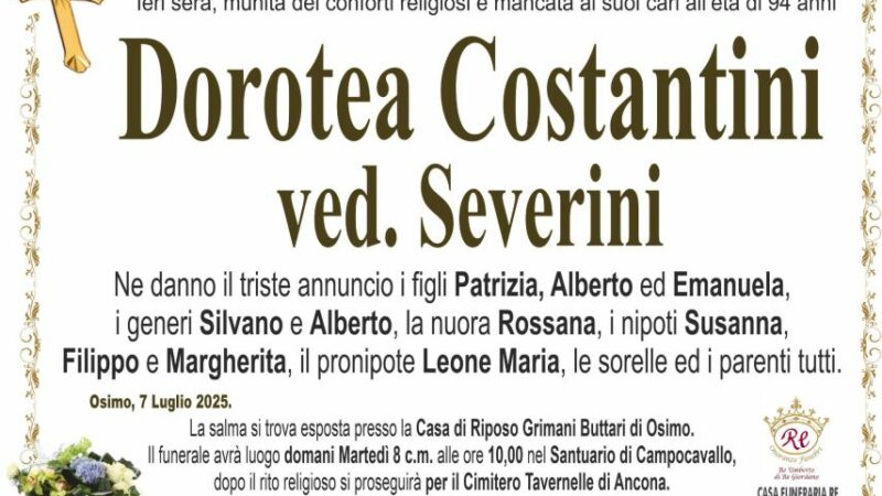 Dorotea COSTANTINI, vedova SEVERINI