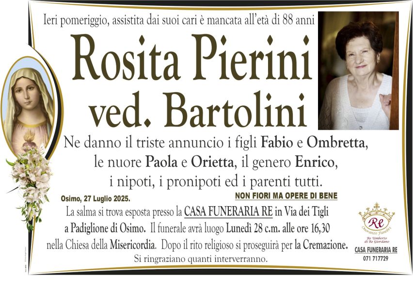 Rosita PIERINI, vedova BARTOLINI