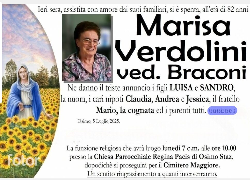 Marisa VERDOLINI, vedova BRACONI