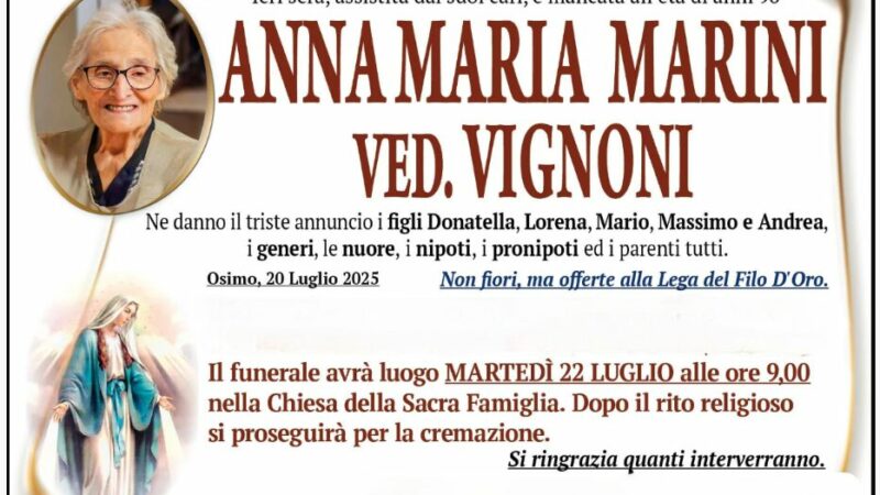 Anna Maria MARINI, vedova VIGNONI