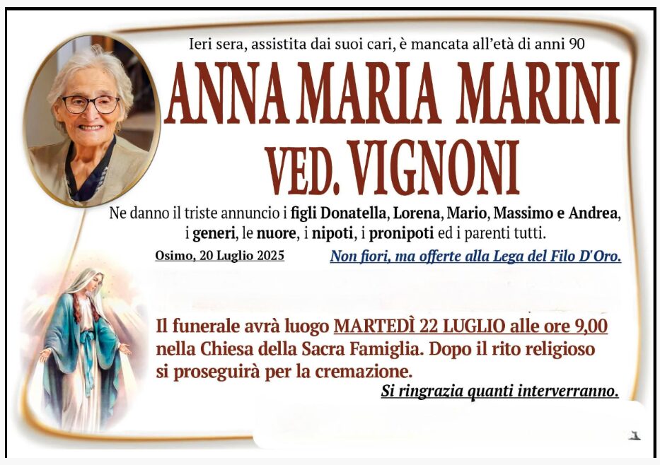 Anna Maria MARINI, vedova VIGNONI