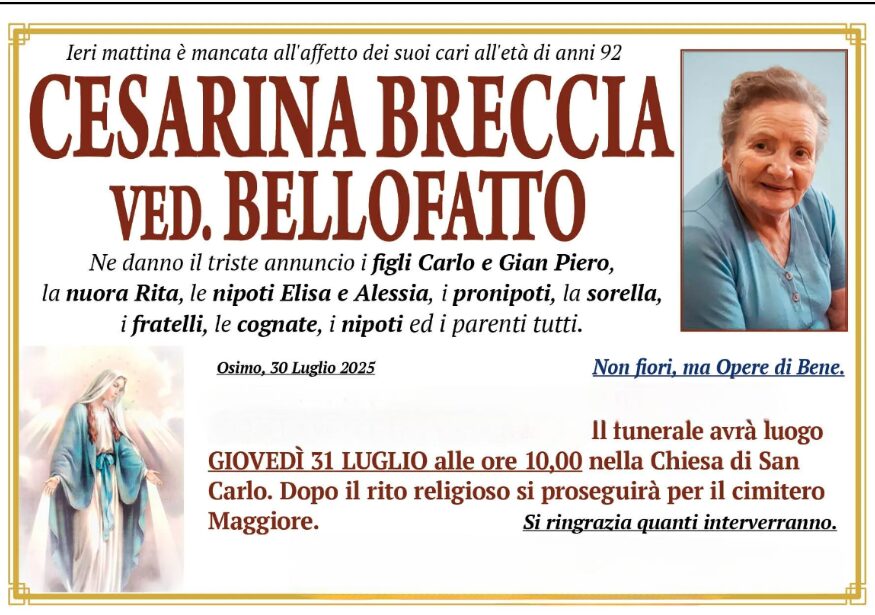 Cesarina BRECCIA, vedova BELLOFATTO
