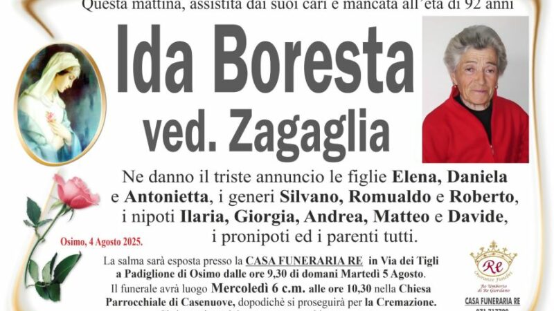 Ida BORESTA, vedova ZAGAGLIA