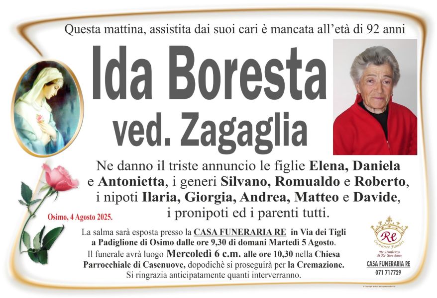 Ida BORESTA, vedova ZAGAGLIA