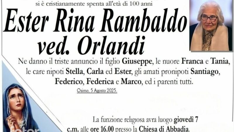 Ester Rina RAMBALDO, vedova ORLANDI