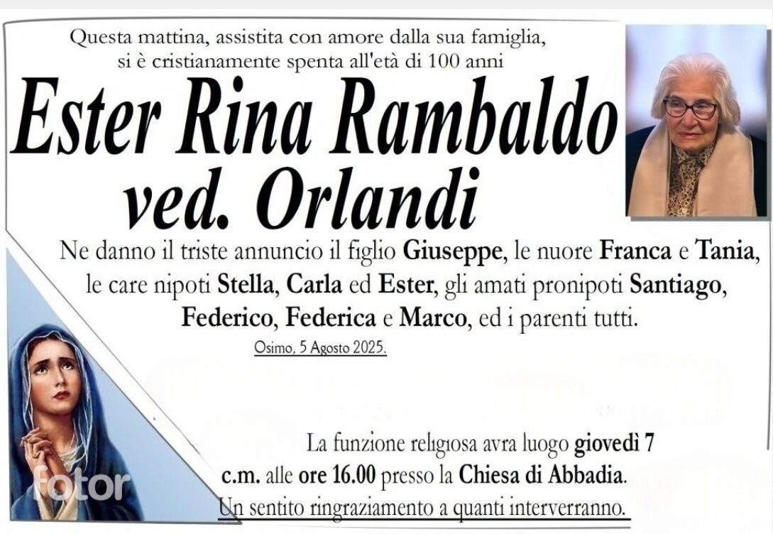 Ester Rina RAMBALDO, vedova ORLANDI