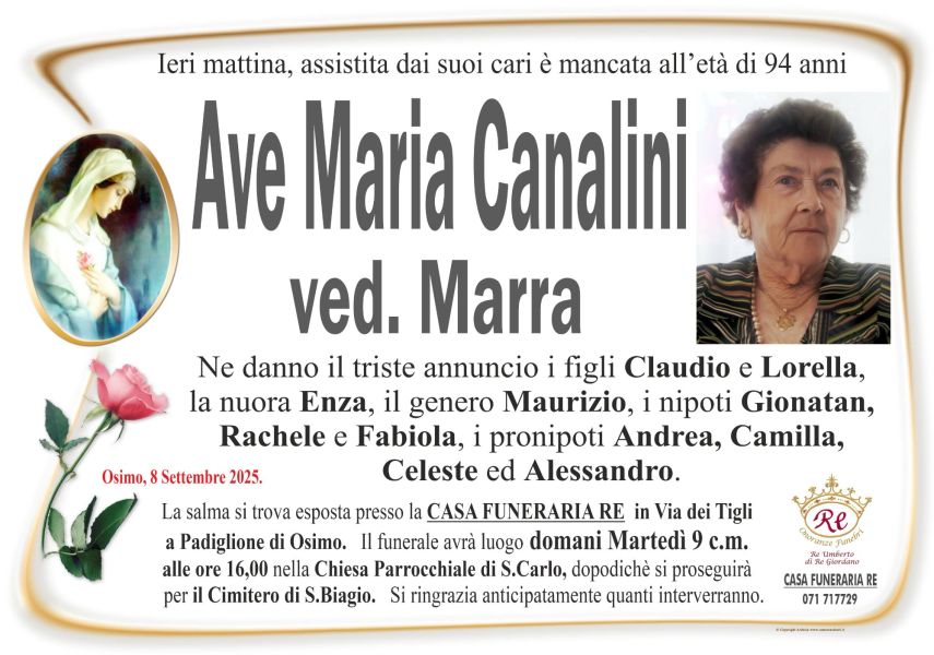 Ave Maria CANALINI vedova MARRA