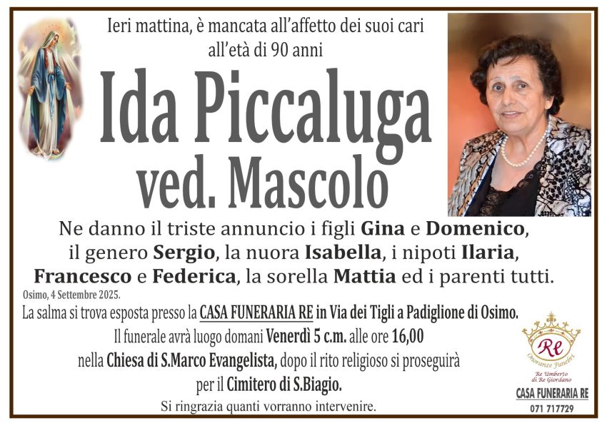 Ida PICCALUGA vedova MASCOLO