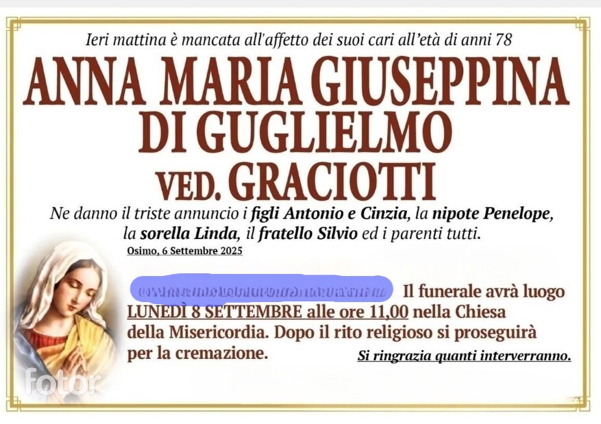 Annamaria Giuseppina DI GUGLIEMO vedova GRACIOTTI