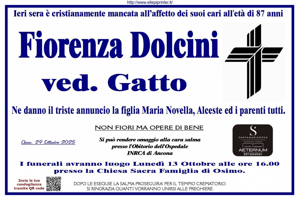 Fiorenza DOLCINI, vedova GATTO