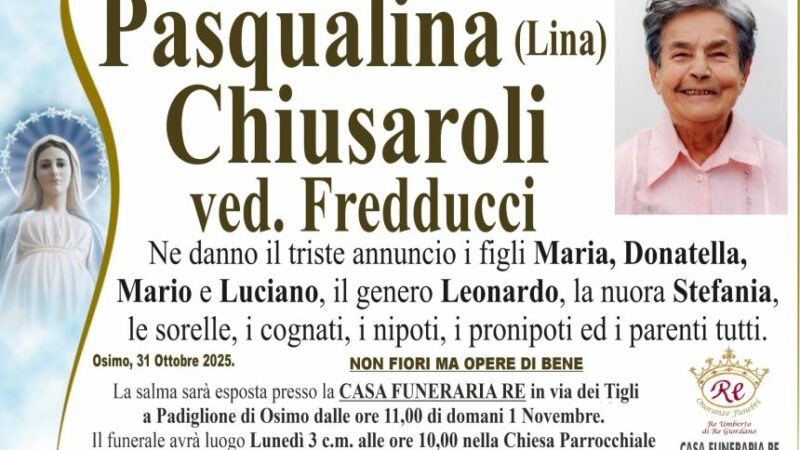 Pasqualina (Lina) CHIUSAROLI, vedova FREDDUCCI