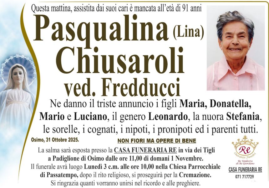 Pasqualina (Lina) CHIUSAROLI, vedova FREDDUCCI