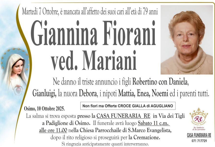 Giannina FIORANI, vedova MARIANI