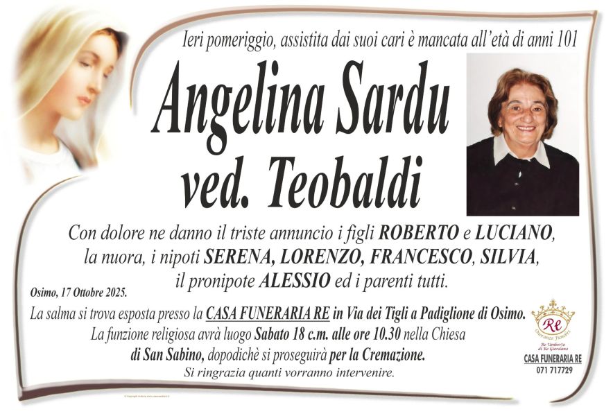 Angelina SARDU, vedova TEOBALDI